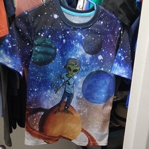 Wonder Nation Blue and Black Short Sleeve Tee Cosmic Design